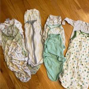 sleepwear / sleep sacks/ swaddle bundle lot of 10 for gender neutral baby